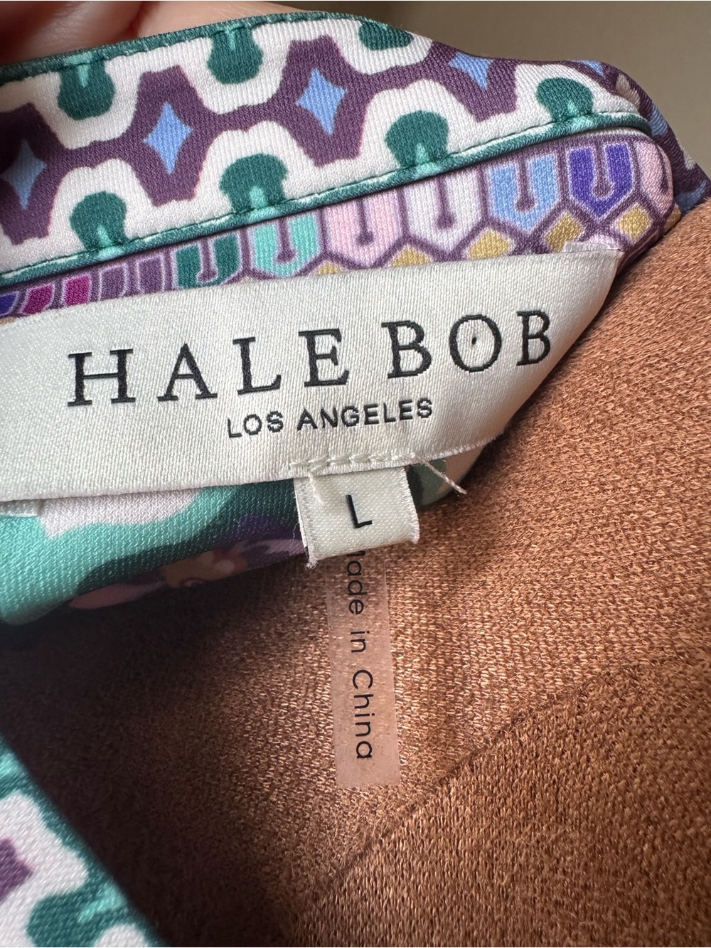 Hale Bob NWOT Floral Tiered Jersey Mini Dress Multicolor Boho Long Sleeve L - Picture 11 of 13